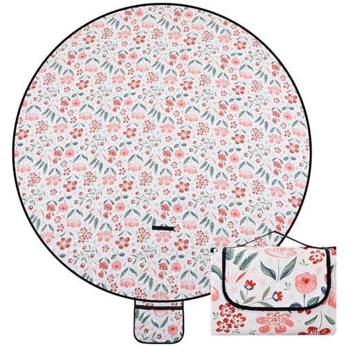 79'' x 79'' Round Waterproof Picnic Blanket, Extra Large Outdoor ...