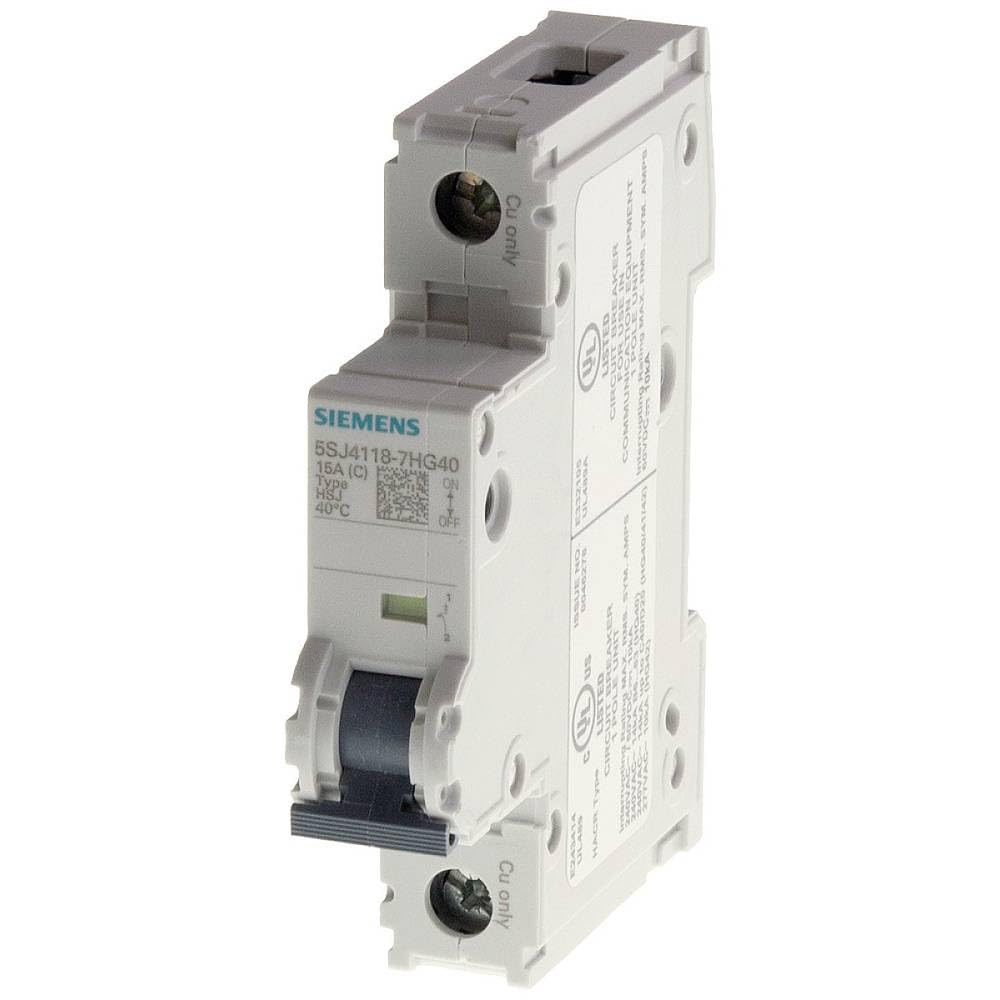 Siemens 5sj41107hg40 miniature Disjoncteur, UL 489 nominale, 1 Pole coupe-circuits, 10 Ampère maximum, Trébucher Caractéristique C, monté sur rail DIN, Type HSJ, 240 VAC, 60 VDC