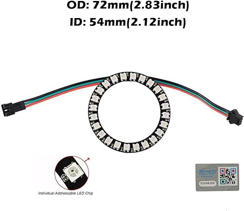 Miniatura 2 de Sparkleiot Anillo LED RGB WS2812 de 24 bits con cable SM2.54-3P, WS2812B 5050 LED direccionable Pixel a todo color con controladores integrados DC5V