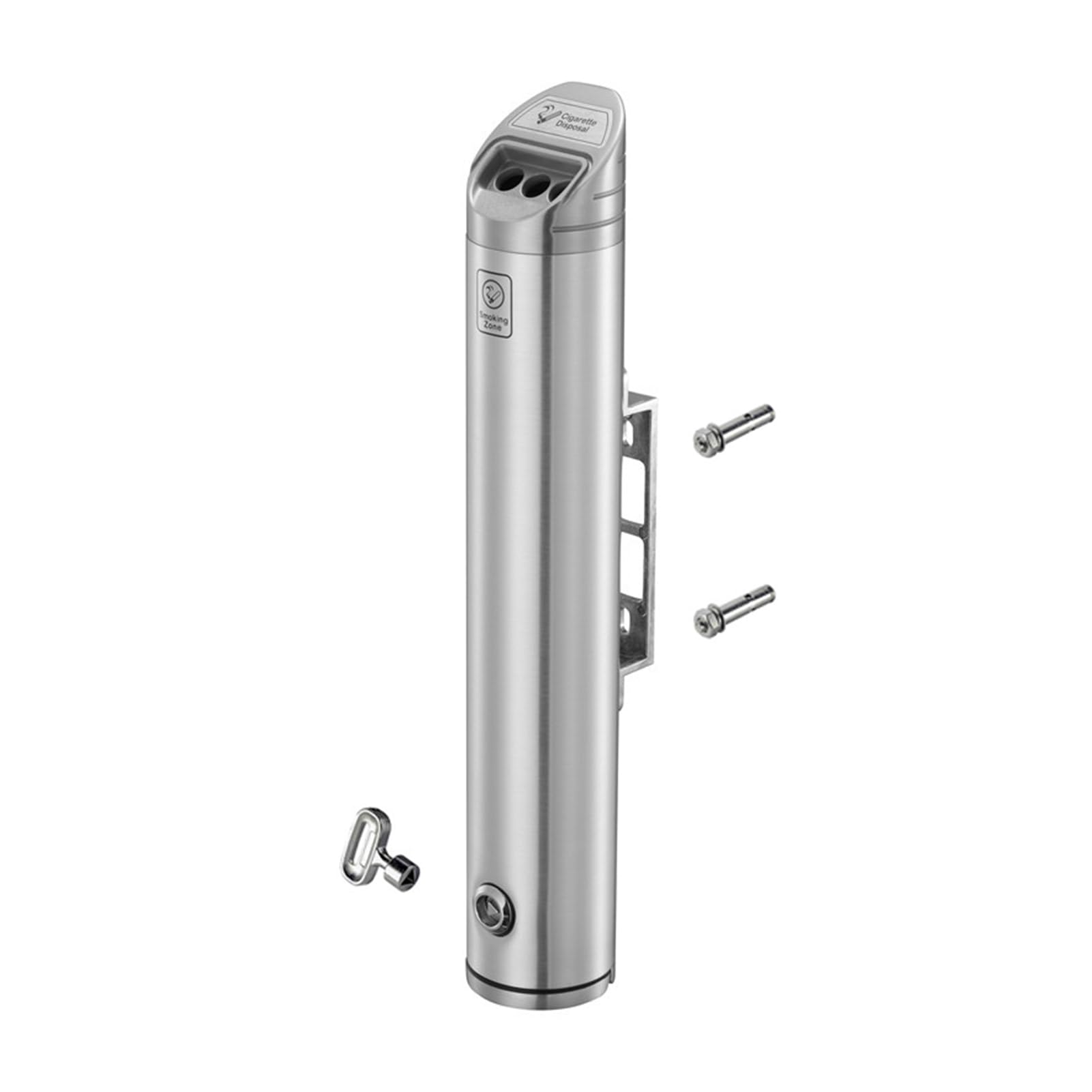 Public Ashtray Wall-Mounted Metal Ash Tray 2L Wall Hanging Cigarette Bin 19inches Tall Outside Patio Ashtrays(Silver1)