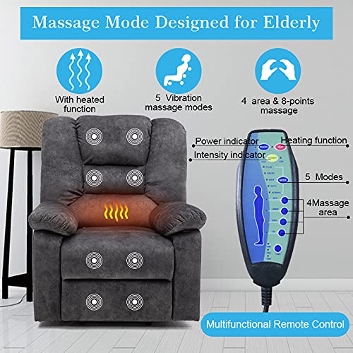 Fvvei Electric Elderly With Adjustable Massage Function, Chair With Heating System,Power Lift Recliner For Home,Office-Gray #TOP4