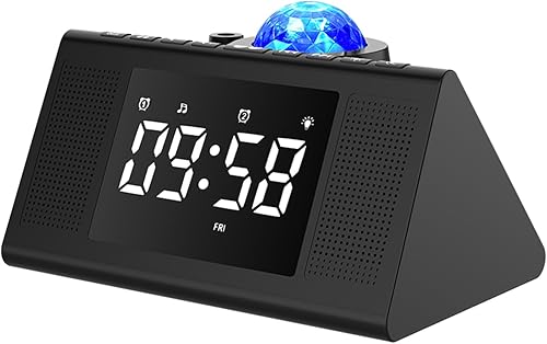 Reloj despertador de proyección de estrellas con altavoz Bluetooth, luz nocturna de proyección de galaxia para dormitorio, ruido blanco y radio, disponible en Yaxa Costa Rica