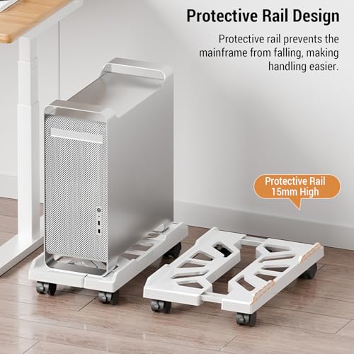 Soporte de computadora ajustable con ruedas, soporte móvil para gabinete de PC, para escritorio en casa y oficina, aumento de altura para CPU miniatura 5