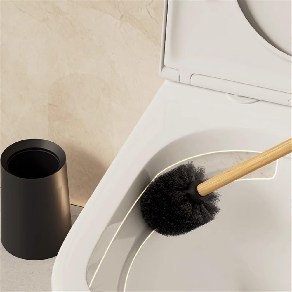 Escobilla de Baño Cepillo de Inodoro doméstico Mango Largo, Cepillo Pared, pie, con Base, Juego Limpieza Escobillas de Inodoro(Negro)
