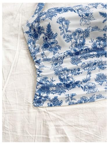 WDIRARA Women's Floral Print Halter Top Ruched Tie Backless Sleeveless Boho Crop Tops4