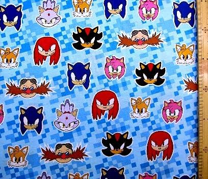 Amazon 40cm単位で販売 キャラクター アメリカ 輸入 生地 ソニック ザ ヘッジホッグ ブルー モザイク柄 柄番号 １ 21 シーチング 綿100 生地幅 約108cm ｕｓａコットン 直輸入 ソニック 手芸 生地 キャラクター 布 はぎれ ハギレ