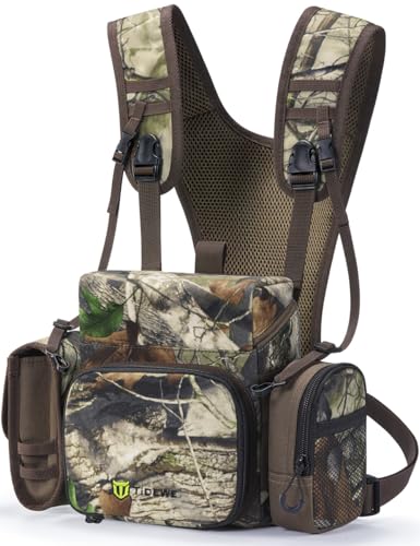 TIDEWE Binocular Harness Chest Pack with MOLLE System, 2 Detachable Pouches, Silent Magnetic Closure, Lightweight & Waterproof Bino Harness for Hunting, Hiking & Birdwatching, Next Camo G2