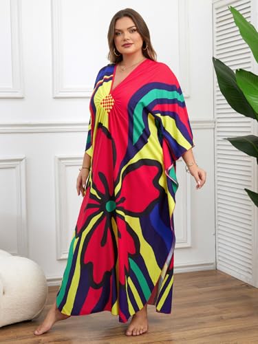 Image of Kaftan Dress for Women - Plus Size Caftan Maxi Beach Dress Moo Moos Loungewear, Swimsuit Cover Up for Beach, Pool or Vacation