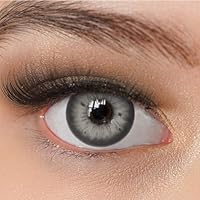 Kontaktlinsen farbig ohne Stärke grau | farbige graue Jahreslinsen | weiche Linsen | 2 Stück Farblinsen + Linsenbehälter | 0.0 Dioptrien | natürliche Farben | Charmiga Luxury Gray