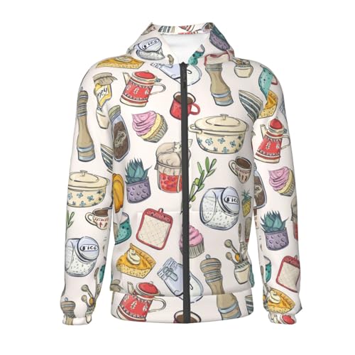 Cooking Utensils Kids Pullover Hoodies Boys Zip Up Sweatshirts Girls Athletic Clothes with Pocket2