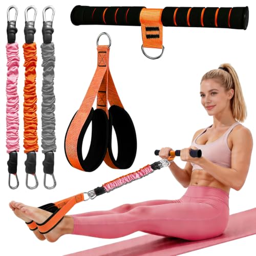 Image of Durable Comfortable Padded Handle Adjustable Pedal Resistance Band 20-40LBS for Full Body Workout