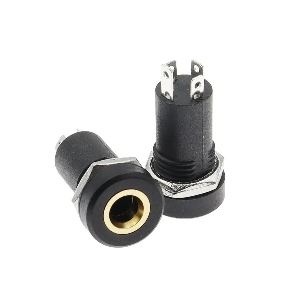 TSIOHKBS 100PCS 3.5mm Audio Socket 4 Pole Black Panel Gold Plated with Nuts Headphone Socket PJ-392A 3.5 mm Headphone Female