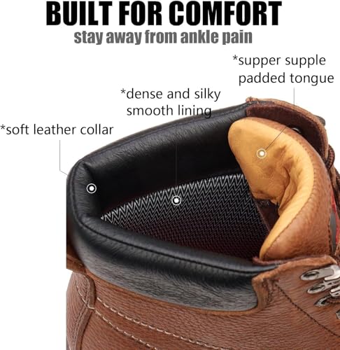 Image of SUREWAY Mens Heavy Duty Soft /Composite /Steel Toe Work Boots for Men-Comfortable,GoodyearWelt,Full Grain Leather,6 in Wedge Moc Toe Construction Boots /Shoes