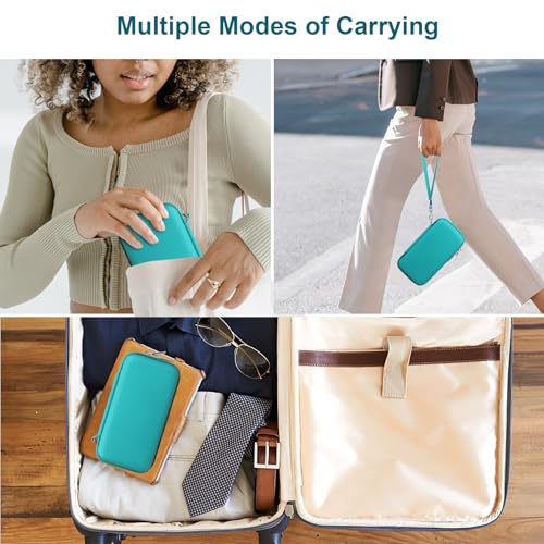 Canboc Carrying Case for WELLST·G Handheld Game -Preloaded 220 Retro Video Games/ My Arcade Atari Pocket Player Pro Game Console, Mesh Pocket fits Cable, SD Card, Turquoise (Case Only)
