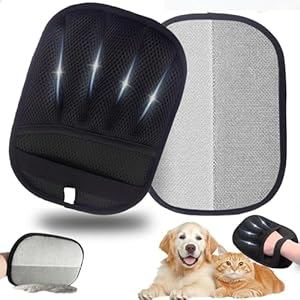 TOOHAO Manopla Quita Pelos Mascota, Electrostática Guante Quitapelos Mascotas, Guantes Pelo Gato para Eliminar pelos de Animales para Sofas Ropa Alfombra Mueble Asiento del Coche, Reutilizable (Negro)