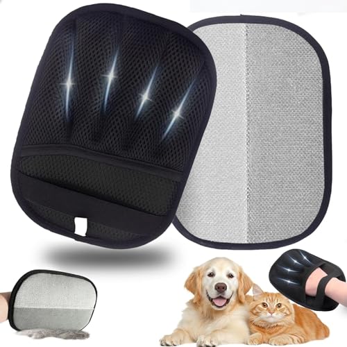 Engrosar Manopla Quita Pelos Mascota para Eliminar pelos de Animales, Negro | Electrostática Guante Quitapelos Mascotas para Sofas Ropa Alfombra Mueble Asiento del Coche, Guantes Pelo Gato, Reutilizable