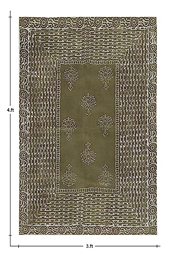 Tapis indien antidérapant et lavable en coton géométrique - 4