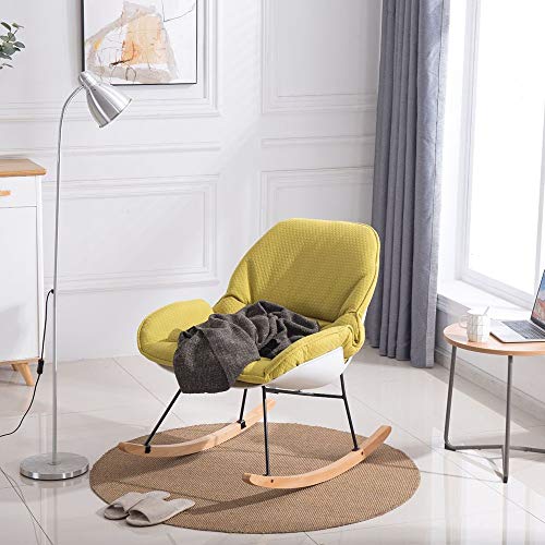 Teerwere Rocking Chair Rocking Chair Rocker Relax Chair Lounge Chair Recliner For Living Room Bedroom Comfortable Padded Seat Rocking Chair Outdoor (Color : Yellow, Size : 90X74Cm) #TOP2