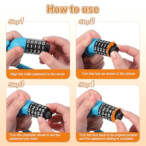 Candado de Cable para Bicicleta MECCANIXITY, 4 Dígitos, Azul miniatura 4
