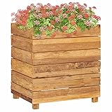 IKAYAA Hochbeet für Garten Hochbeet Holz Palettenrahmen 50x40x55 cm Pflanzkasten Blumenkübel Blumentopf Blumenkasten Pflanzkübel Pflanzgefäß Holz Massivholz Teak und Stahl