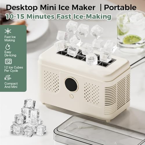 La máquina de fabricante de hielo portátil hace 12 cubos en 15 minutos.Diseño compacto de la encimera con poco ruido para el camping del coche de la oficina en el hogar y el uso de viaje de RV.Control