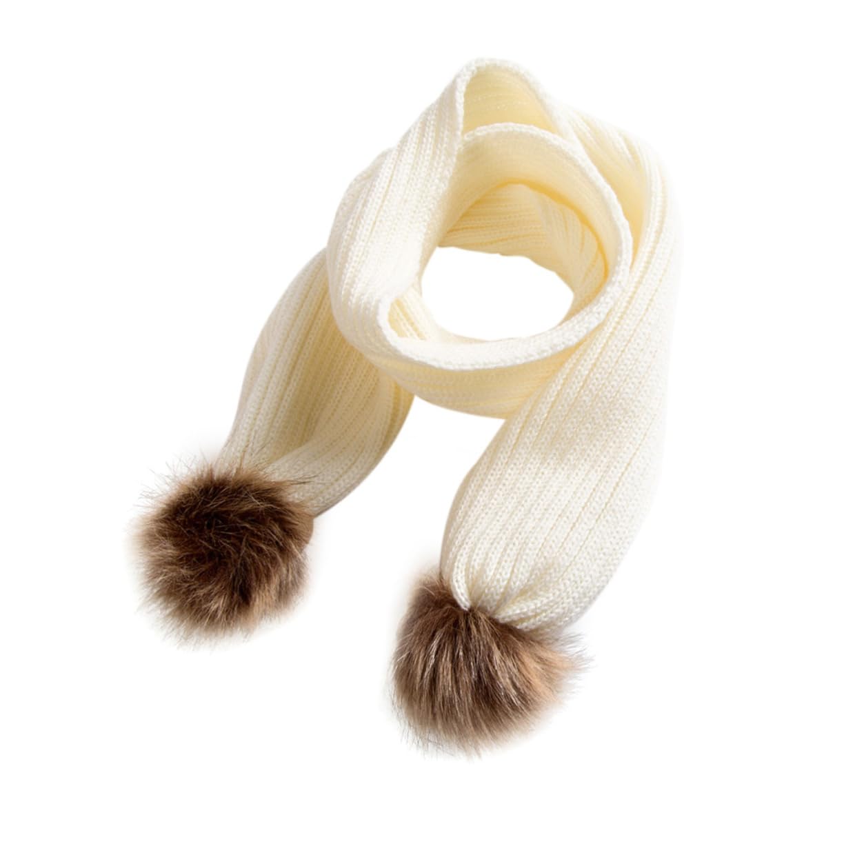 3pezzi Sciarpa Invernale Per Design Palle Calda e Morbida Accessorio Per Ragazzi e Ragazze Inverno Bianco