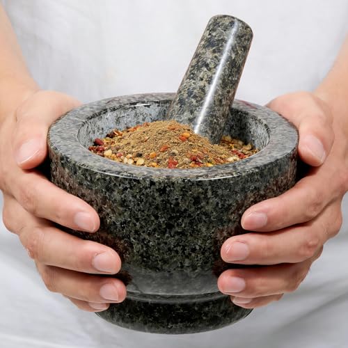 Heavy-Duty Mortar and Pestle Set, 2-Cup Granite Material, with No...