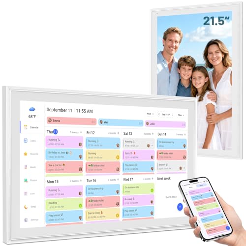 Image of Digital Calendar, 21.5 Inch Smart Wall Calendar & 2026 Planner & Chore Chart, Gifts for Women Men, Gifts for Mom Dad, Touchscreen Interactive Display, Wall Mount