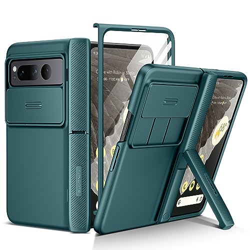 Tongate Case voor Google Pixel Fold (2023), [Bulit-in Screen Protector] [ Scharnierbescherming] Militaire kwaliteit dubbellaags schokbestendig robuust telefoonhoesje met standaard en riemclip voor Pixel Fold 5G, paars