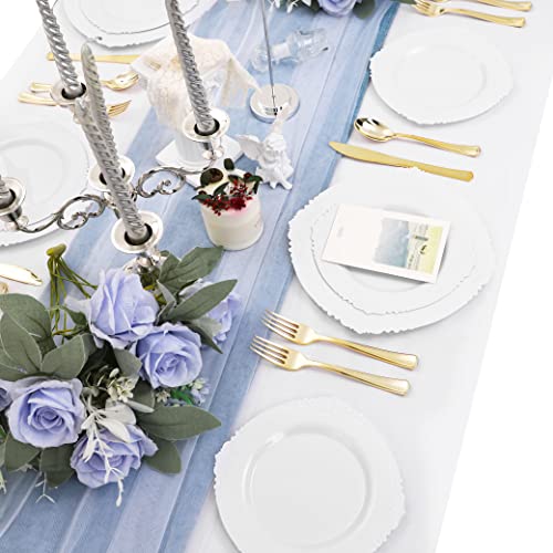 Morejoy 100Pcs White Plastic Plates - White Disposable Plates - Include 50 Pieces 10.25 Inch Dinner Plates & 50Pieces 7.5 Inch Dessert Plates - Perfect For Weddings & Thanksgiving & Christmas #TOP4