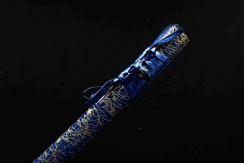 Miniatura 5 de Samurai Espada Katana Espiga Completo Forjada Hoja De Acero De Alto Carbono Vaina De Madera Tallada