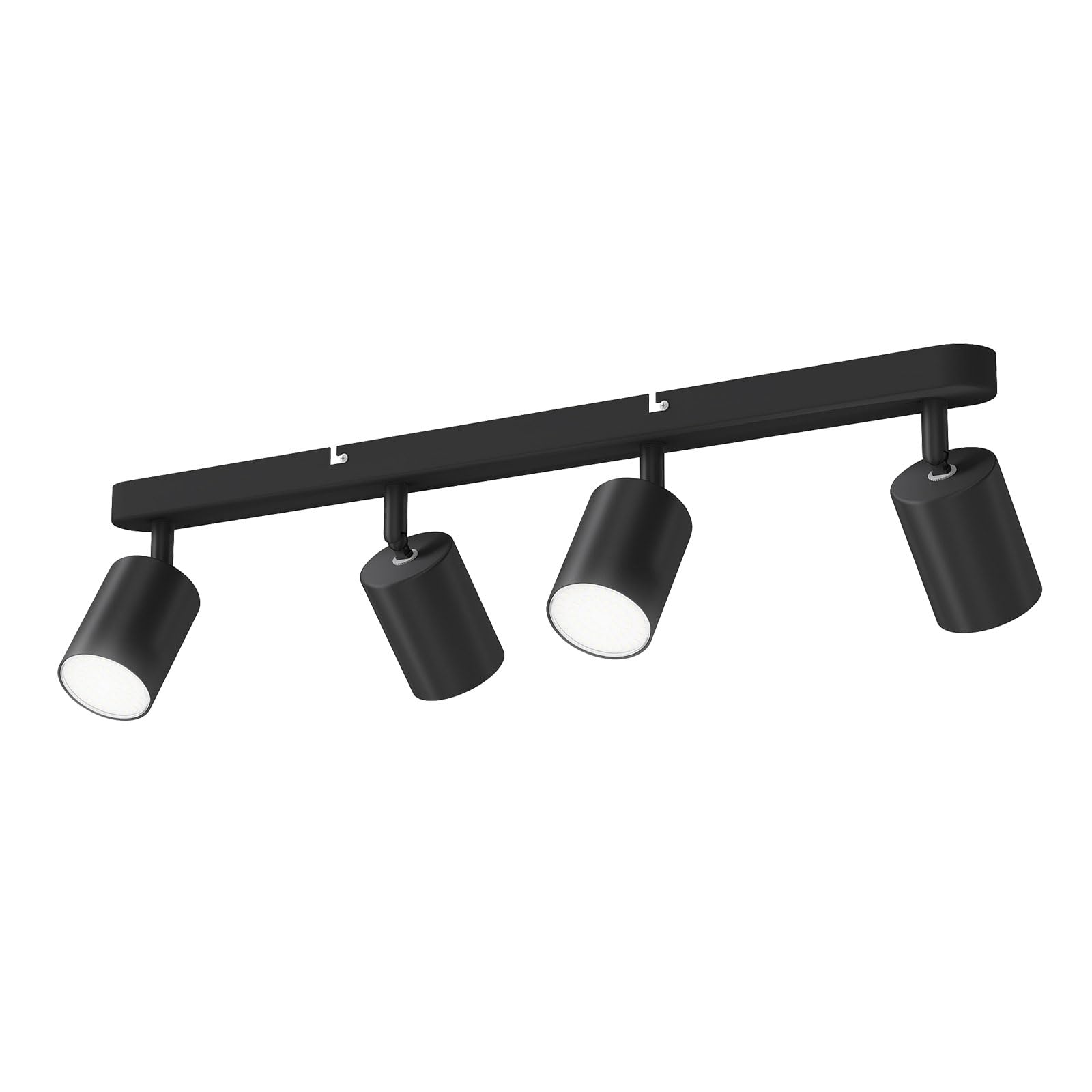Emitto 4 Way GU10 Ceiling Light, Adjustable Track Spotlight, Modern Black Kitchen Lights, Industrial Ceiling/Wall Light for Living Room, Hallway (Bulbs Not Included)