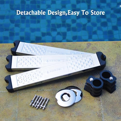 Escalera para piscina de 3 peldaños con barandales de acero miniatura 5