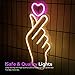 Finger Heart Neon Signs - Heart Thumb South Korean Novelty LED Neon Light for K-pop & K-drama Fans - Korean Saranghae Love Cute Symbol for Wall, Bedroom, Game Room Decor