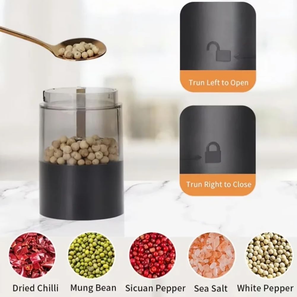 Aboiled Rechargeable Electric Salt and Pepper Grinder - Automatic Spice Crusher with Adjustable Thickness and One-Click Operation for Kitchen Cooking