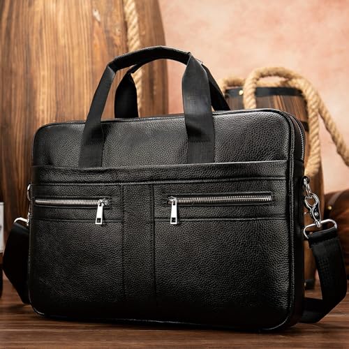Image of Leather Briefcase for Men, 15.6-16.1 inch Laptop Bag, Vintage Handmade Messenger Bag