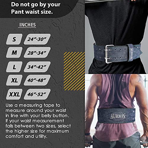 Image of AURION Unisex Suede Leather Premium Weightlifting Belt (Large, Grey, 1pc) for Men and Women | Body Fitness Gym Back Support Weightlifting Belt | Gym Equipment | Adjustable Buckle | Power Training