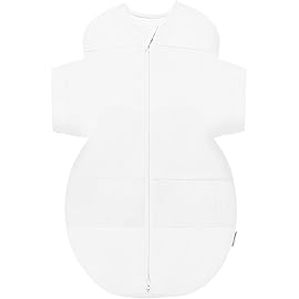 Happiest Baby SNOO Sleep Sack - 100% Organic Cotton Baby Swaddle Blanket - Doctor Designed Promotes Healthy Hip Development (White, X-Large)