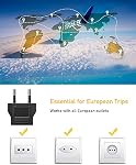 Paquet de 2 EU Connecteur européen de type C, 2-Prong à 2-Prong Adaptateurs de voyage Europe Outlet Universal Power Jack Wall Plug Voyage des États-Unis/Canada à l'Europe/Asie-Noir