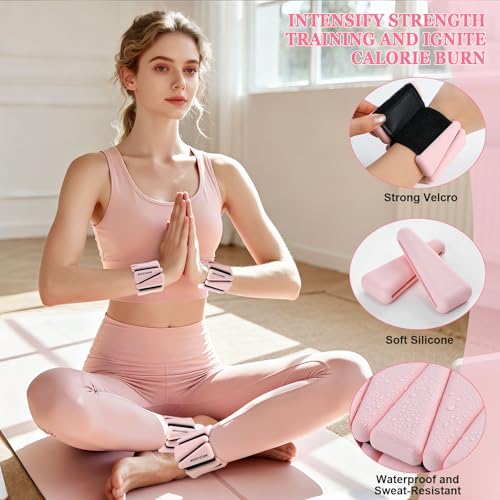 Image of BECOJADDE Ankle Weights Set of 2 (1 lb /2 lb /3 lb Each) Adjustable Wrist Weights for Women Men Wearable Arm Leg Weight for Pilates, Running, Walking, Workout, Yoga