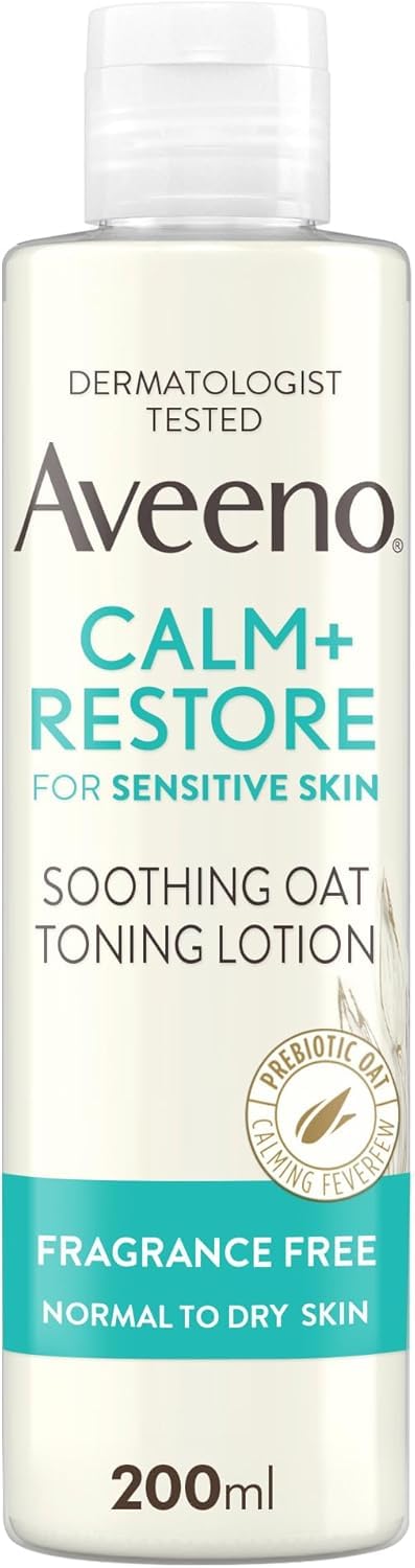 Face Calm+Restore Soothing Oat Toning Lotion (1 x 200ml), Fragrance-Free Face Care with Prebiotic Oat & Calming Feverfew, Leaves Skin Ultra Refreshed, Suitable for Sensitive Skin