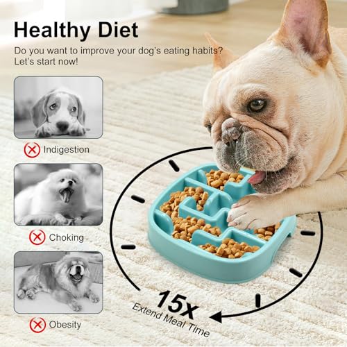 Joyfia Slow Feeder Dog Bowl, Anti-Choking Puzzle Feeding Bowl for Dry, Wet & Raw Food, Slow Down Eating, Prevents Overeating, Puppy Training, Maze Dog Dishes for Small Medium Breeds Cats Pets (Blue) – Bild 3