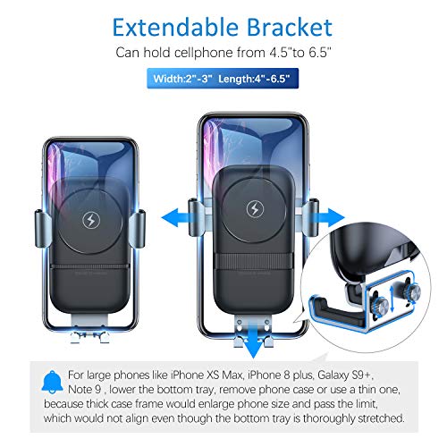 VANMASS Wireless Car Charger, 10W Fast Charging Gravity Car Mount, Air Vent Windshield Dashboard Phone Holder Compatible with iPhone Xs MAX/XS/XR/X/8/8+, Samsung S10/S10+/S9/S9+/S8/S8+/S7, Pixel/LG