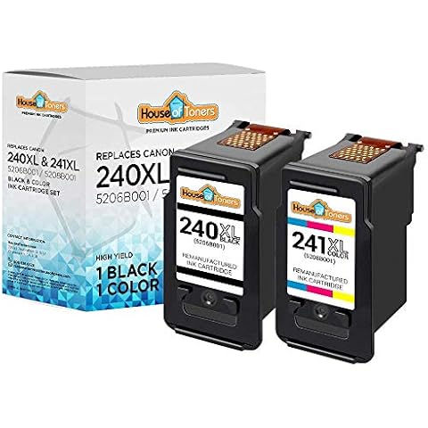 Houseoftoners Remanufactured 2-Pack for Canon PG-240XL Black and CL-241XL Color Ink Cartridges Replacement for Canon PG240 & CL241 Pixma MG2120 MG2220 MG3120 MG3122 MG3220 MG3222 MG3520 (Black, Color) Cover