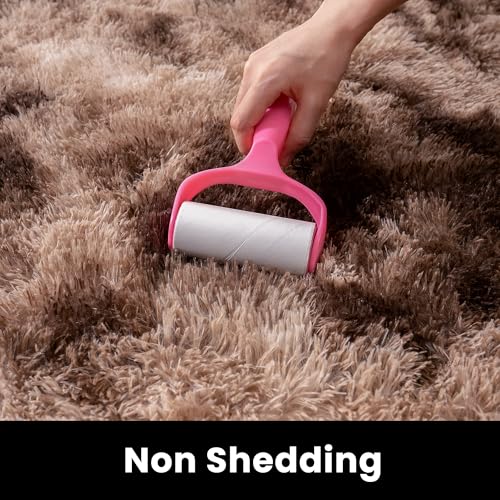 3x5 Shag Area Rug - Fluffy Fuzzy Nursery Kids Girls Room Rug - Soft Plush Furry Bedside Carpet- Tie-Dyed Brown