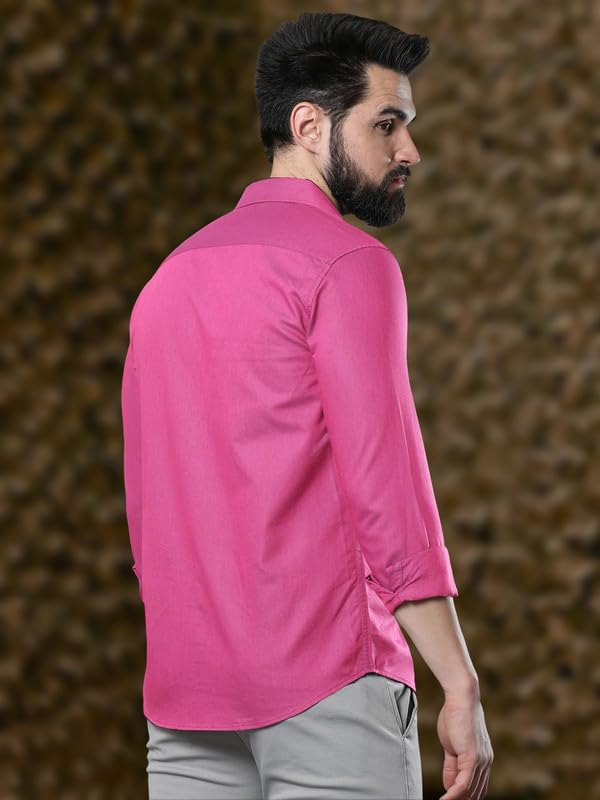 Image of Pinkmint Men's Solid Shirt | Soft Cotton Blend | Casual Shirt | Plain | Full Sleeve - Regular Fit (Combo Pack of 3 | Available in Plus Size)
