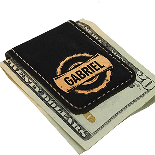 The Wedding Party Store Personalized Magnetic Money Clip - Custom Engraved for Men, Him, Dad (Black...