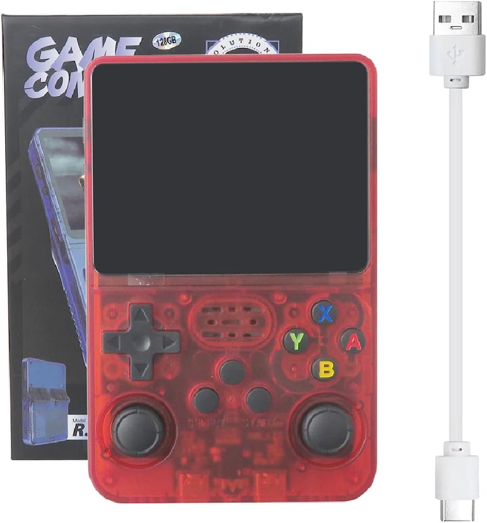 2025 New R36S Retro Handheld Video Game Console Linux System 3.5 Inch IPS Screen 640x480 Resolution (Red)