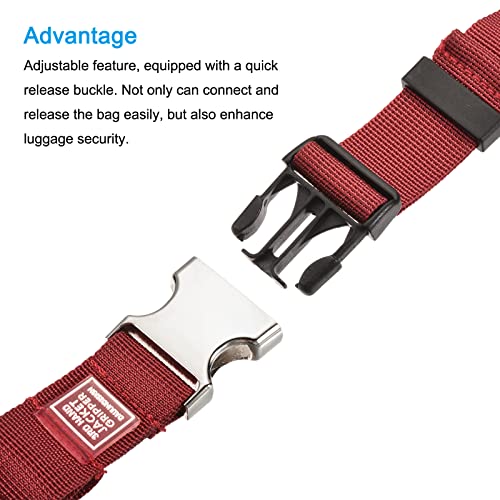 Image of MECCANIXITY Luggage Strap, Jacket Gripper Holder Suitcase Belt Carry Clip for Backpack Travel Accessory, Red Pack of 2
