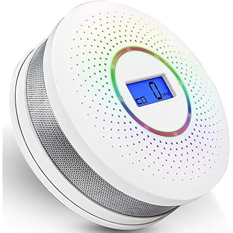 Combination Carbon Monoxide Alarm Detector & Smoke Alarm, Replaceable Battery Operated Alarm Detector with Digital Display and Voice Alarm,For Your Home, Garage, Office (AA Batteries NOT Included) … Cover